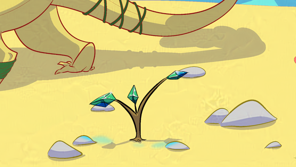 Alien plant seedling with sapphire-like 'leaves'