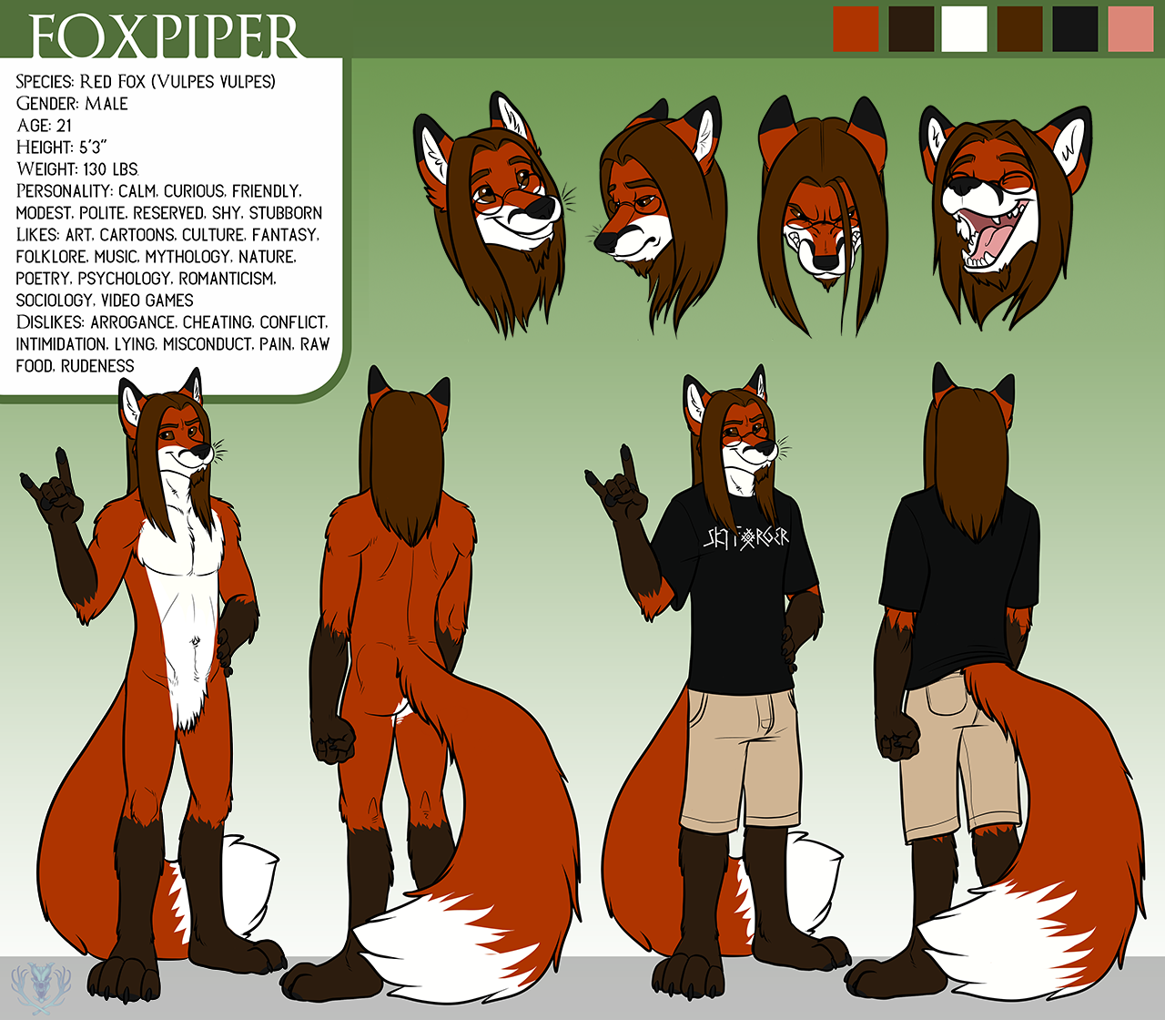 Foxpiper's reference sheet of Foxpiper by Vallhund