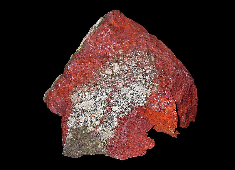 Picture of red cinnabar rock.