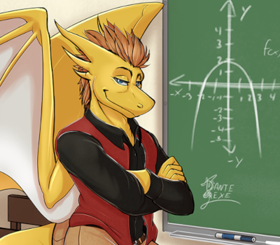 Picture of a dragon giving a lecture.