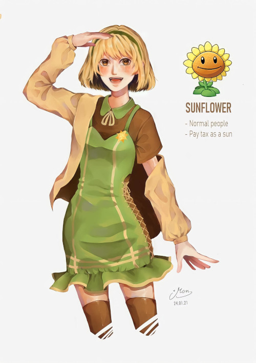 Sunflower themed woman.