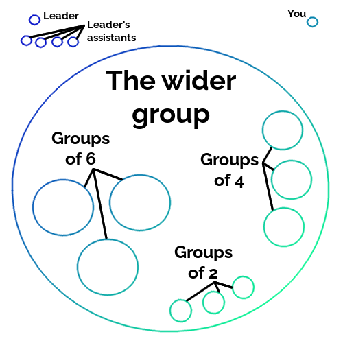 Diagram based on Petruska Clarkson's group imago diagram, itself based on similar work by Eric Berne
