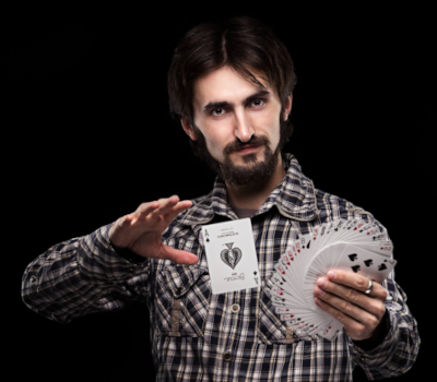 Man doing a magic trick.