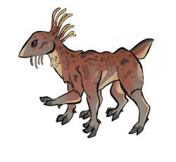 Mukash dressed in red dust, drawn by ThePurpleGriffin.